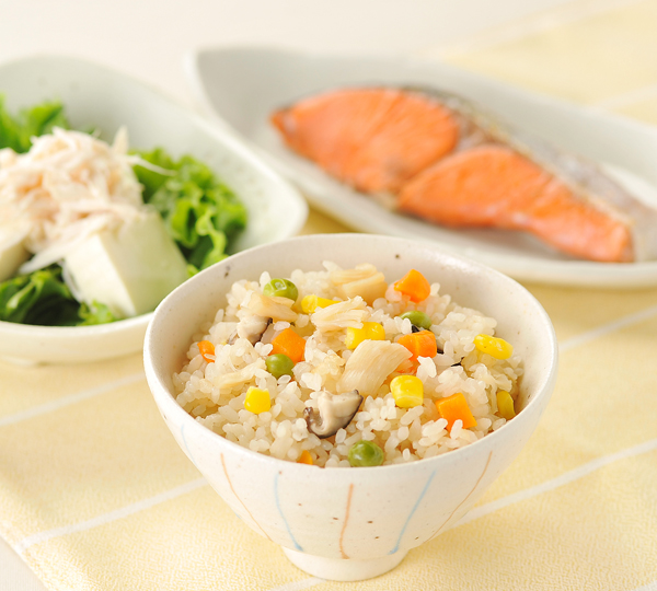 ほたてのカラフル炊き込みご飯
