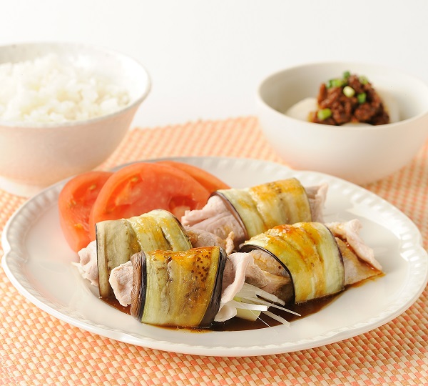 冷製　豚肉と香草のなす包み